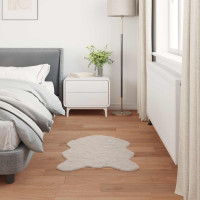 Produktbild för Halkfri matta i konstgjord kaninfäll OLITE Beige 80 x 120 cm