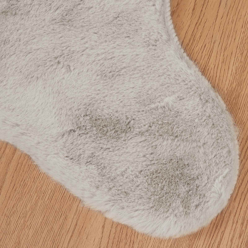 Produktbild för Halkfri matta i konstgjord kaninfäll OLITE Beige 80 x 120 cm