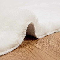 Produktbild för Halkfri matta i konstgjord kaninfäll OLITE Gräddvit Polyester