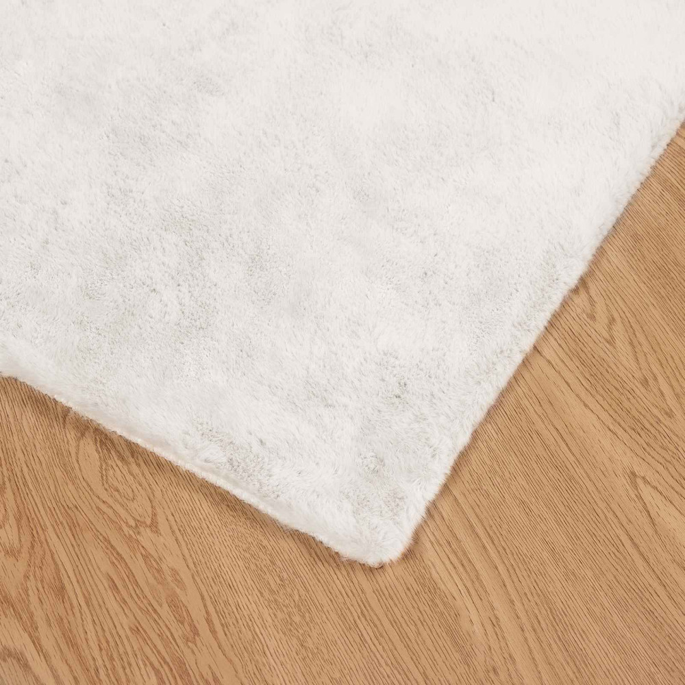 Produktbild för Halkfri matta i konstgjord kaninfäll OLITE Gräddvit Polyester