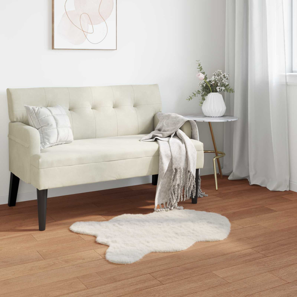Produktbild för Halkfri matta i konstgjord kaninfäll OLITE Gräddvit 50 x 80 cm