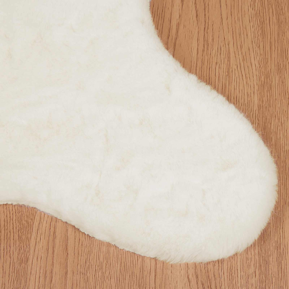 Produktbild för Halkfri matta i konstgjord kaninfäll OLITE Gräddvit 80 x 120 cm