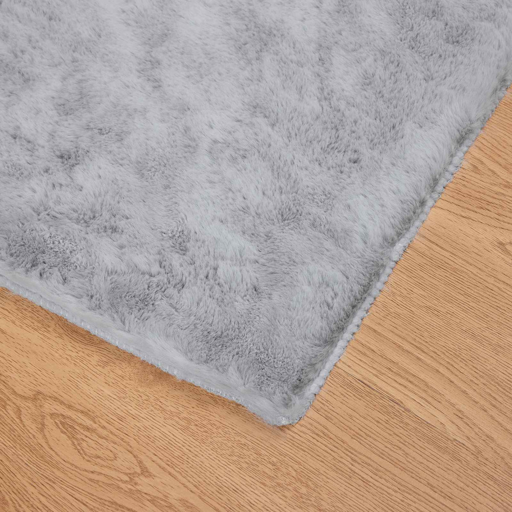 Produktbild för Halkfri matta i konstgjord kaninfäll OLITE Grå 160 x 230 cm