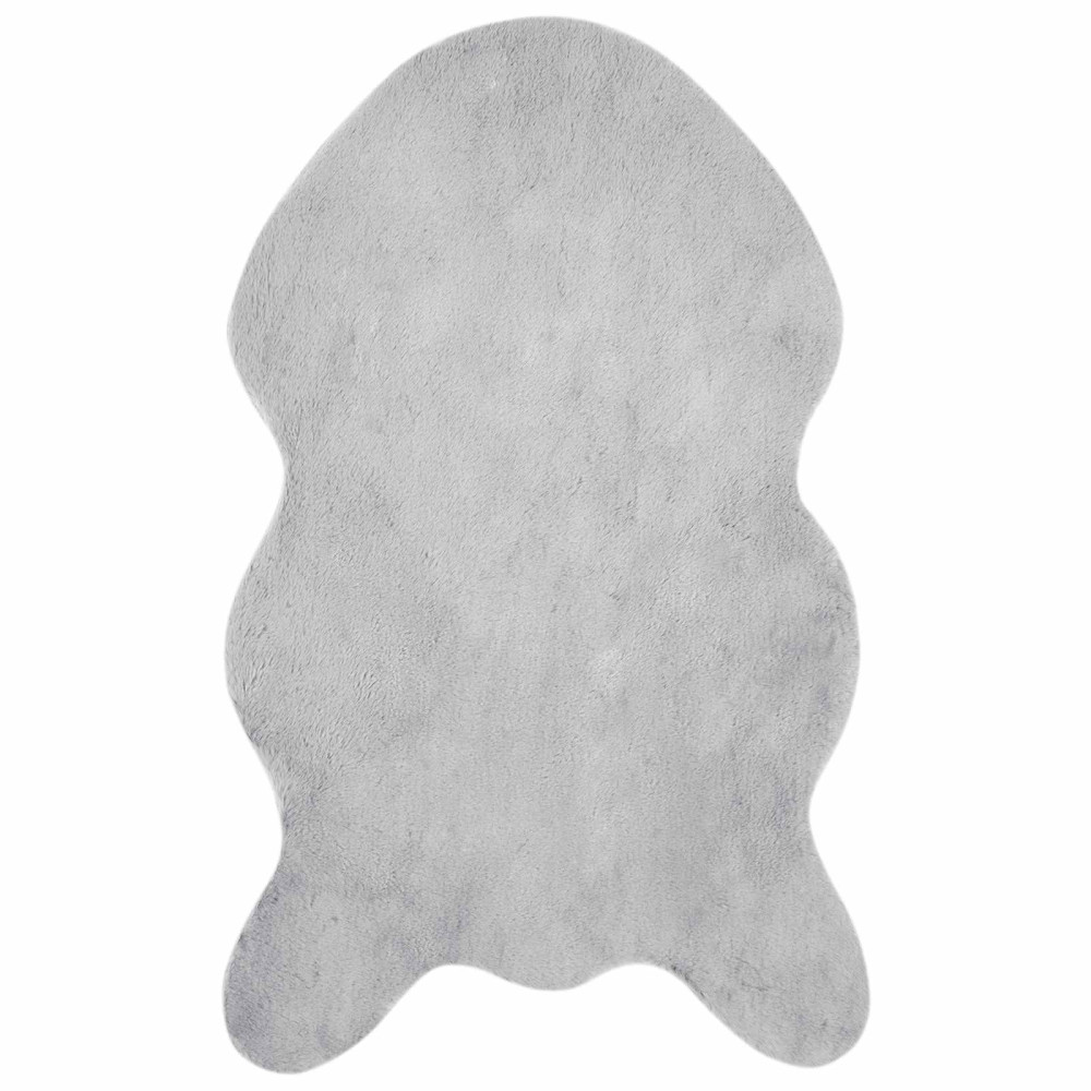 Produktbild för Halkfri matta i konstgjord kaninfäll OLITE Grå 50 x 80 cm