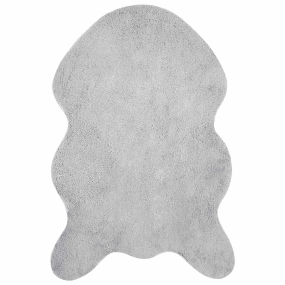 Produktbild för Halkfri matta i konstgjord kaninfäll OLITE Grå 60 x 90 cm