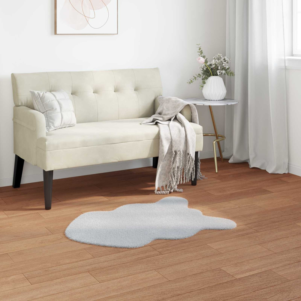 Produktbild för Halkfri matta i konstgjord kaninfäll OLITE Grå 80 x 120 cm