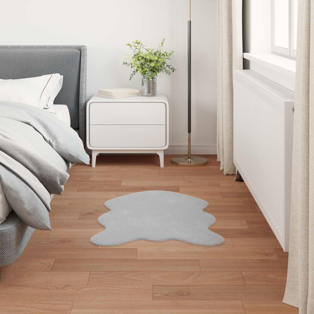 Produktbild för Halkfri matta i konstgjord kaninfäll OLITE Grå 80 x 120 cm
