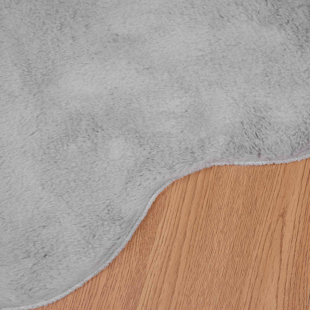Produktbild för Halkfri matta i konstgjord kaninfäll OLITE Grå 80 x 120 cm