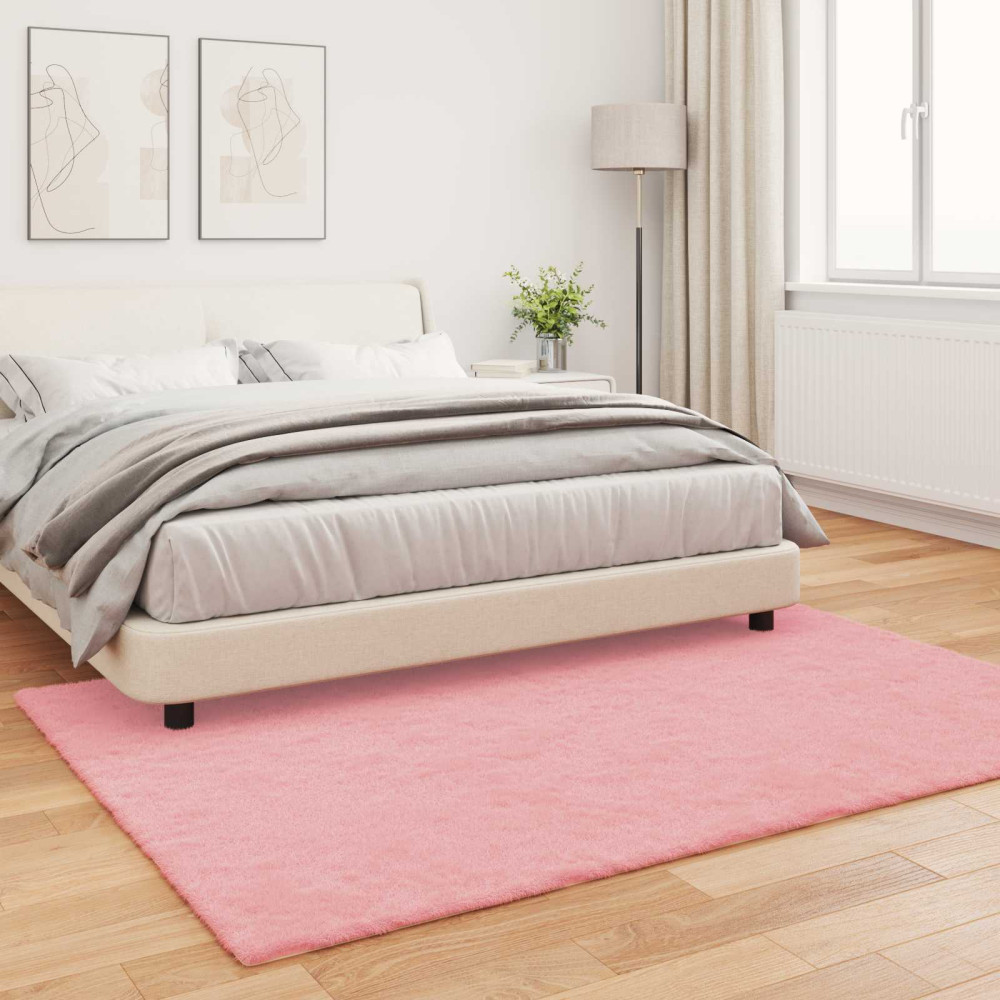 Produktbild för Halkfri matta i konstgjord kaninfäll OLITE Rosa 160 x 230 cm