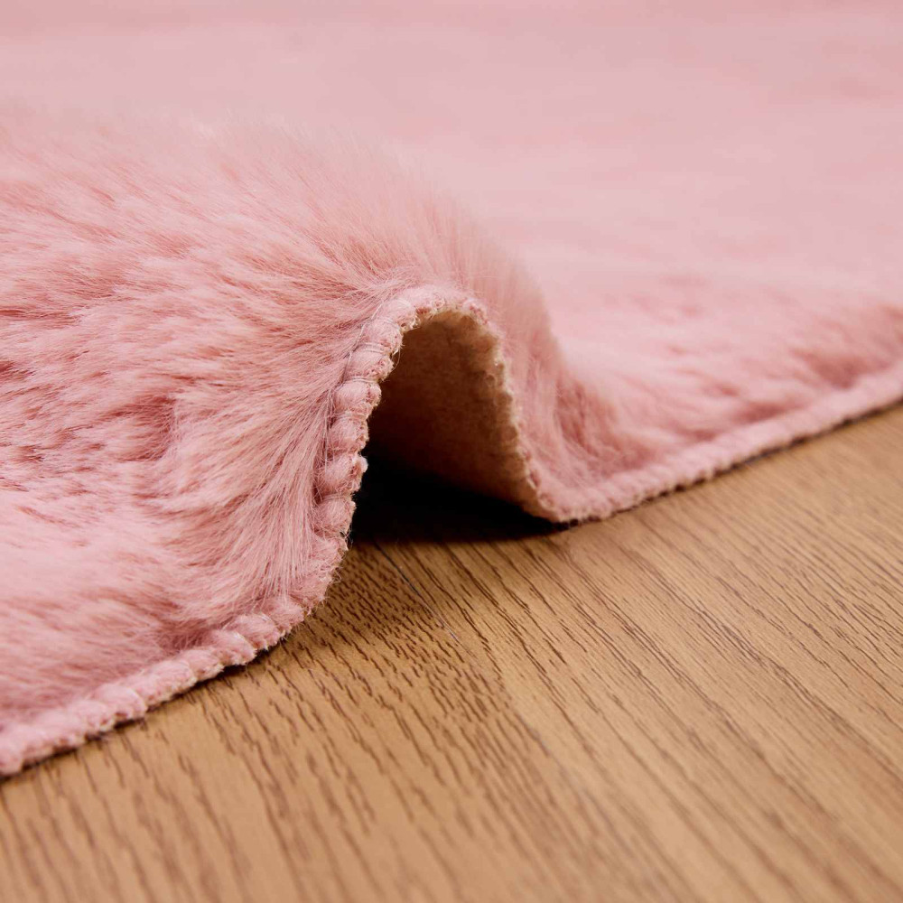 Produktbild för Halkfri matta i konstgjord kaninfäll OLITE Rosa 160 x 230 cm