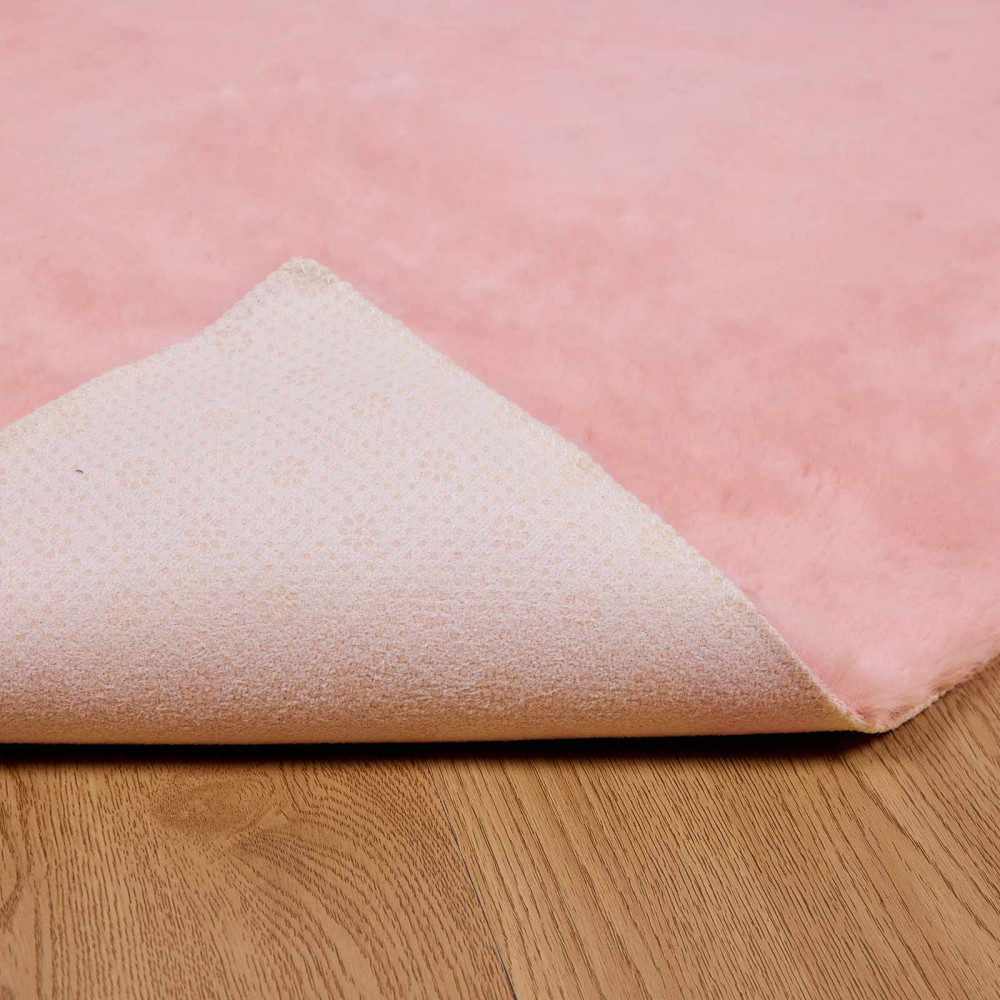 Produktbild för Halkfri matta i konstgjord kaninfäll OLITE Rosa 160 x 230 cm
