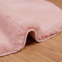 Produktbild för Halkfri matta i konstgjord kaninfäll OLITE Rosa 50 x 80 cm