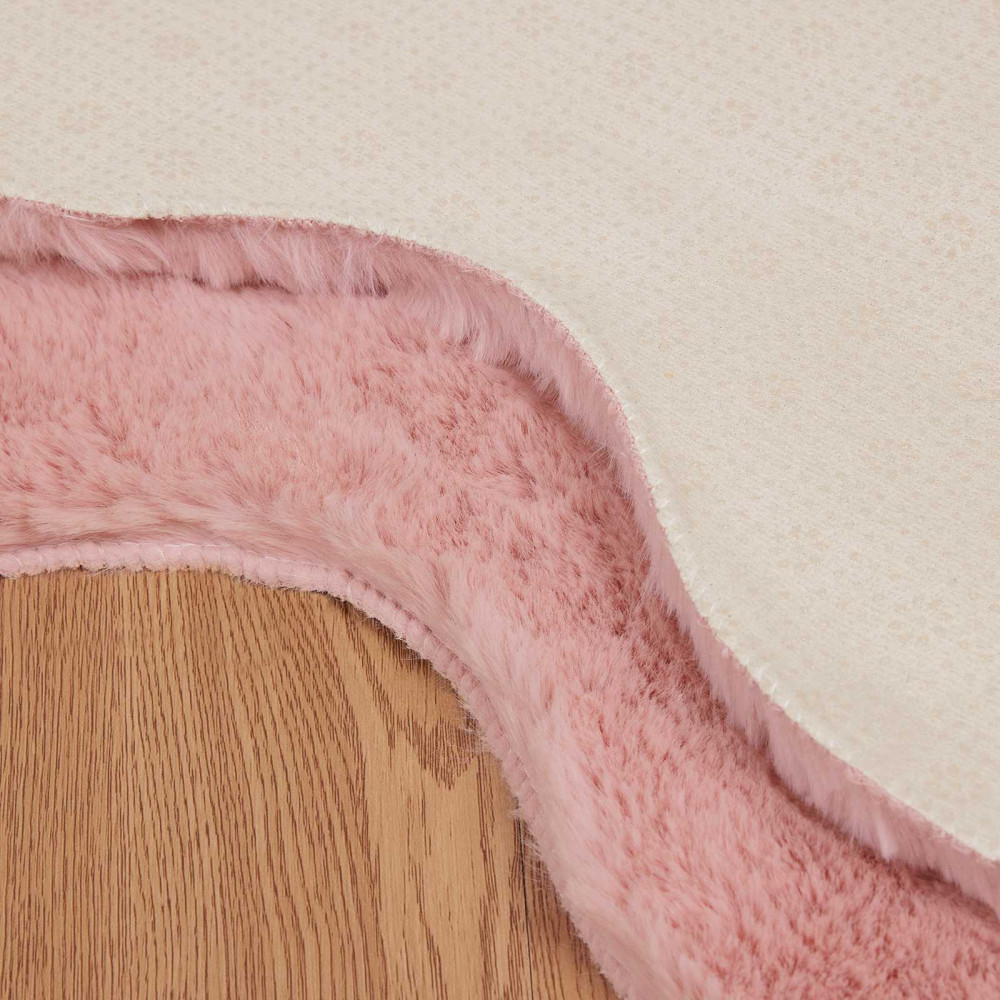 Produktbild för Halkfri matta i konstgjord kaninfäll OLITE Rosa 50 x 80 cm