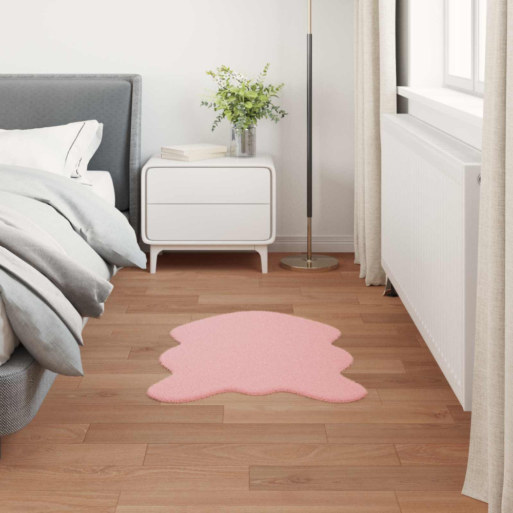 Produktbild för Halkfri matta i konstgjord kaninfäll OLITE Rosa 80 x 120 cm