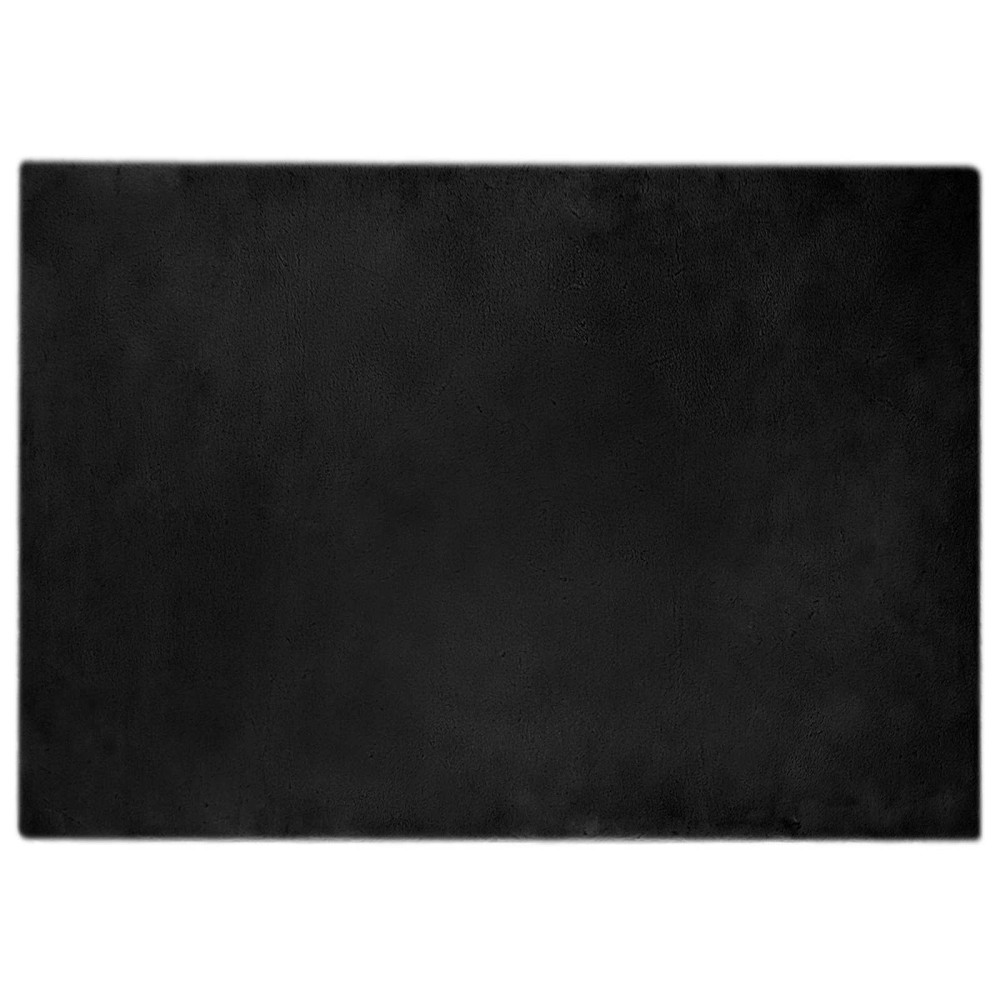 Produktbild för Halkfri matta i konstgjord kaninfäll OLITE Svart 160 x 230 cm