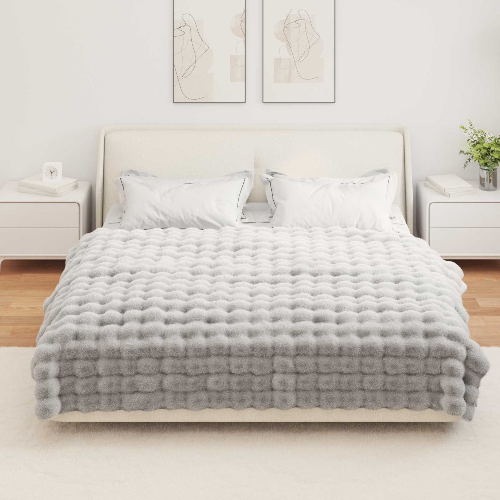 Produktbild för Halkfri filt i konstgjord kaninfäll Olite Grå 150 x 220 cm
