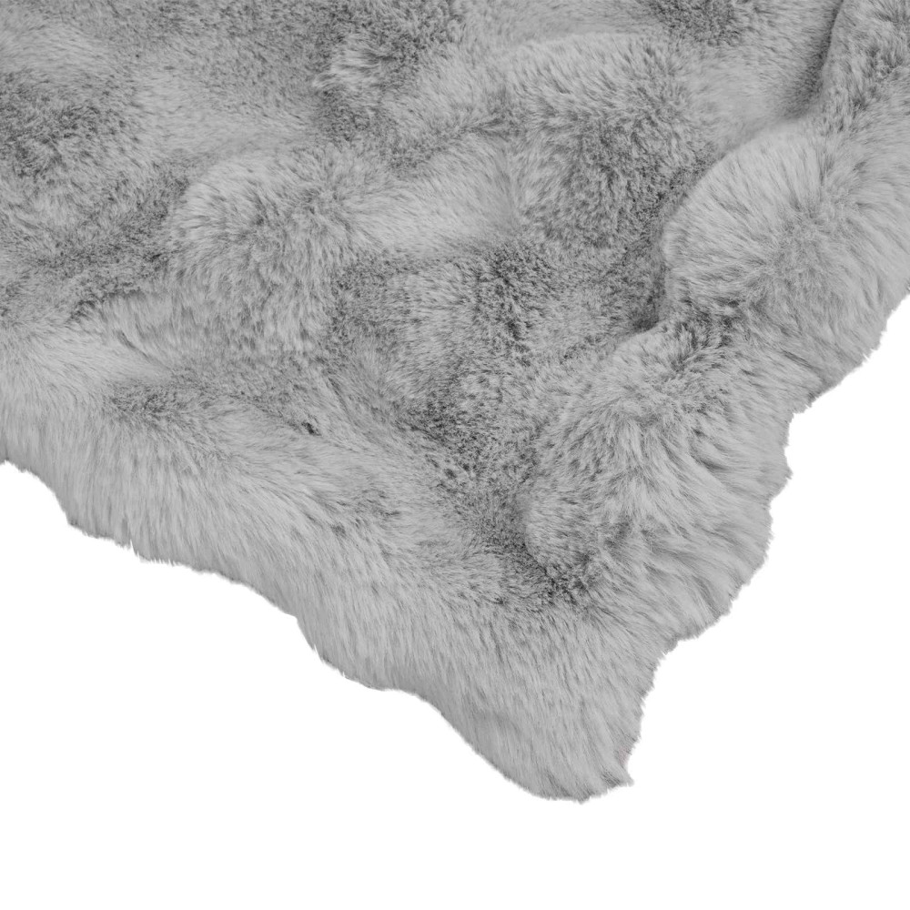 Produktbild för Halkfri filt i konstgjord kaninfäll Olite Grå 150 x 220 cm