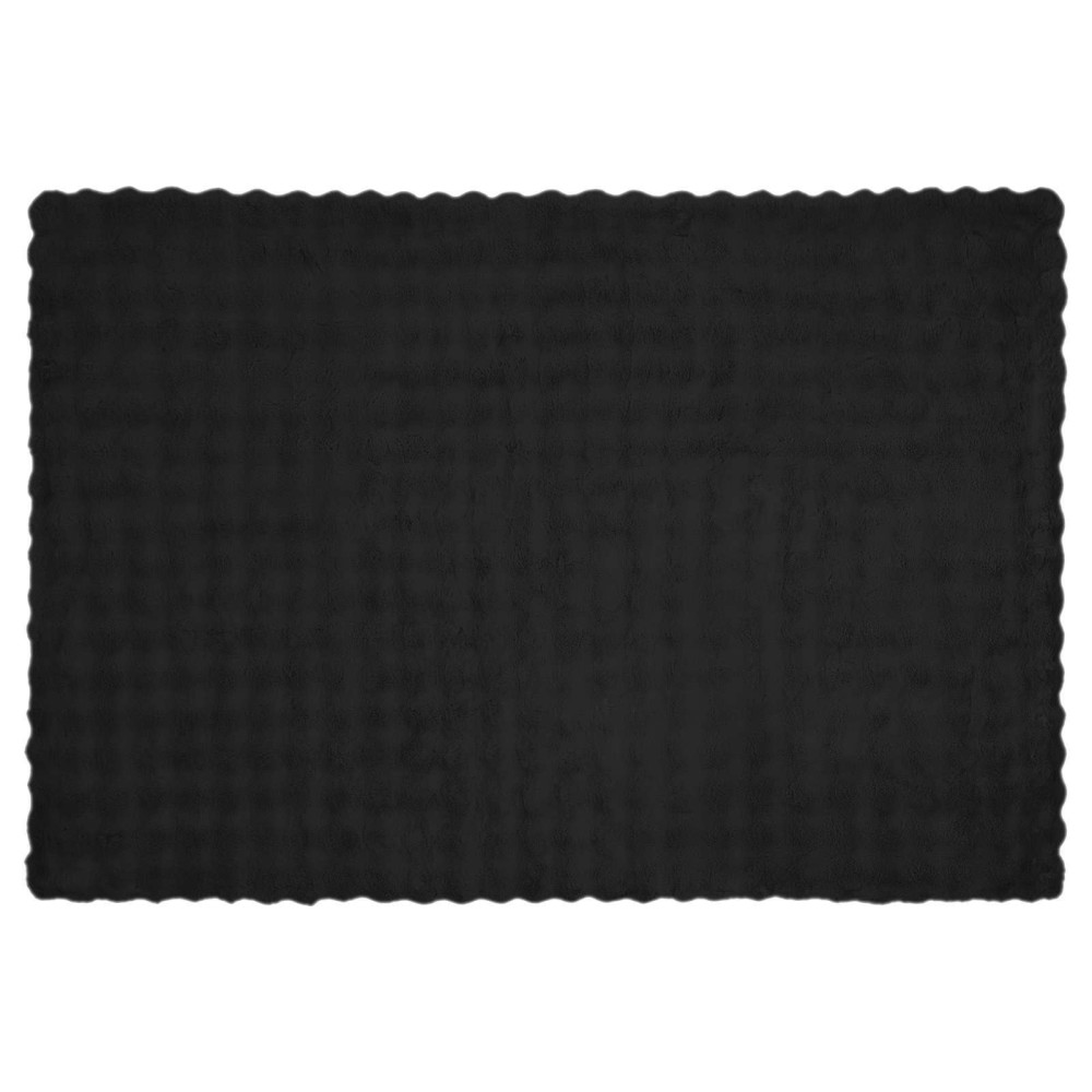 Produktbild för Halkfri filt i konstgjord kaninfäll Olite Svart 150 x 220 cm