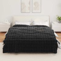 Produktbild för Halkfri filt i konstgjord kaninfäll Olite Svart 220 x 240 cm
