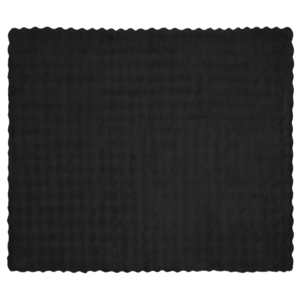Produktbild för Halkfri filt i konstgjord kaninfäll Olite Svart 220 x 240 cm