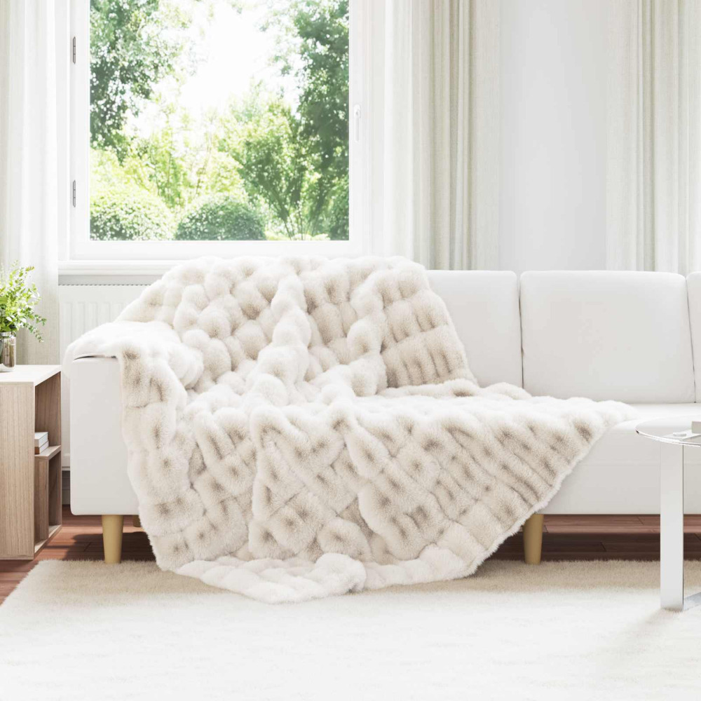 Produktbild för Halkfri filt i konstgjord kaninfäll Olite Vit 150 x 220 cm