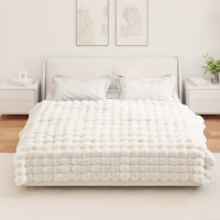 Produktbild för Halkfri filt i konstgjord kaninfäll Olite Vit 150 x 220 cm