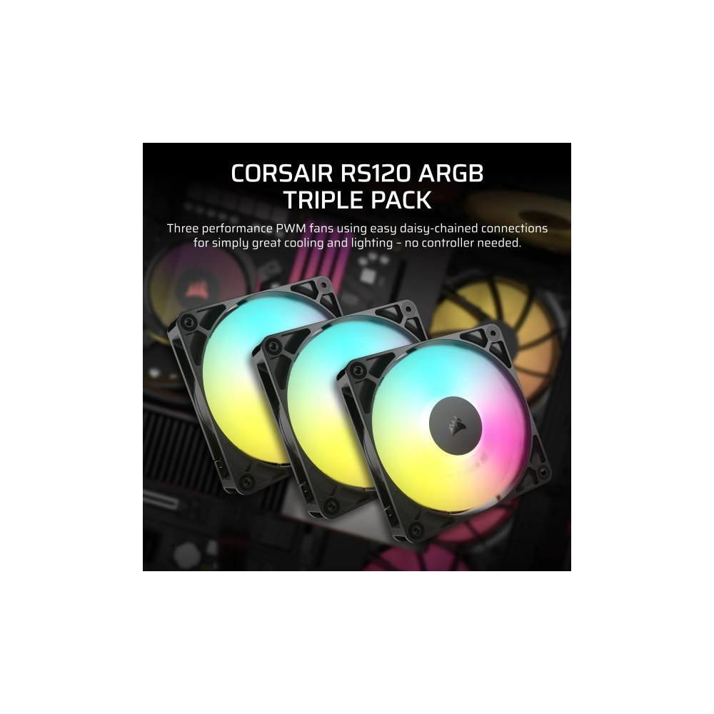Produktbild för CORSAIR RS120 ARGB Triple Pack - lådfläkt