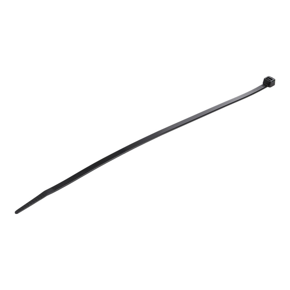 Produktbild för StarTech.com 10"(25cm) Cable Ties, 1/8"(4mm) wide, 2-5/8"(68mm) Bundle Diameter, 50lb(22kg) Tensile Strength, Nylon Self Locking Zip Ties w/Curved Tip, 94V-2/UL Listed, 1000 Pack, Black - Nylon 66 Plastic - TAA (CBMZT10BK) - kabelsamlare - TAA-kompatibel