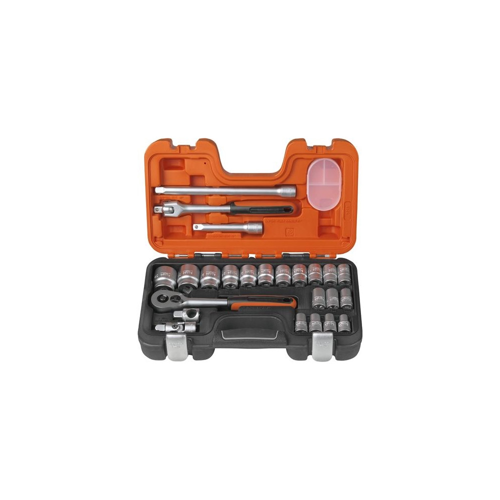 Produktbild för Bahco Hylsnyckelsats 1/2", Hylssats, 1/2", Metrisk, 18 huvud...