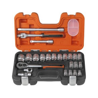 Produktbild för Bahco Hylsnyckelsats 1/2", Hylssats, 1/2", Metrisk, 18 huvud...