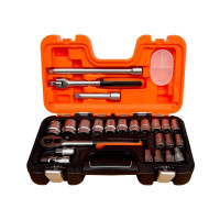 Produktbild för Bahco Hylsnyckelsats 1/2", Hylssats, 1/2", Metrisk, 18 huvud...
