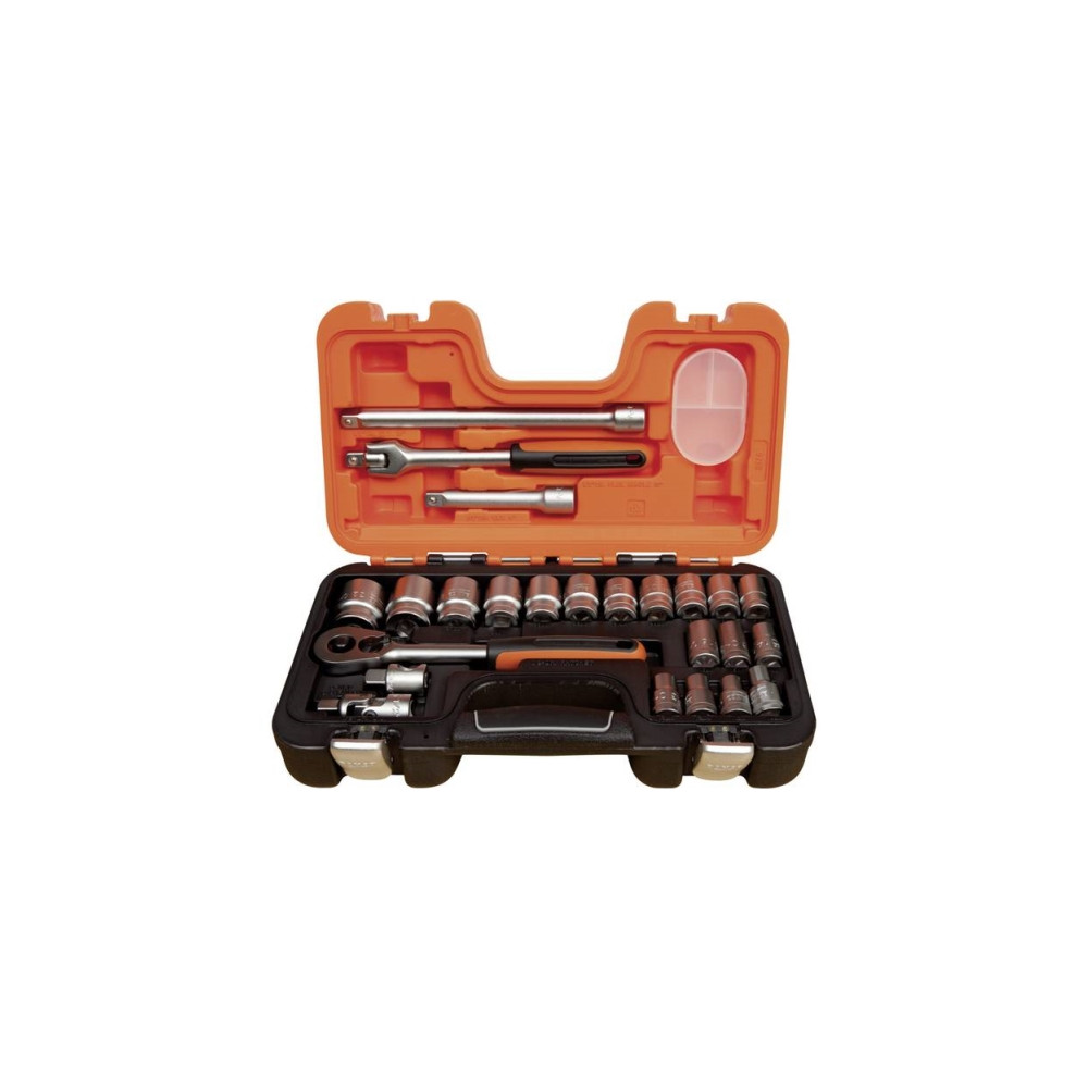 Produktbild för Bahco Hylsnyckelsats 1/2", Hylssats, 1/2", Metrisk, 18 huvud...