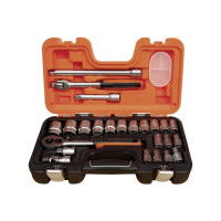 Produktbild för Bahco Hylsnyckelsats 1/2", Hylssats, 1/2", Metrisk, 18 huvud...
