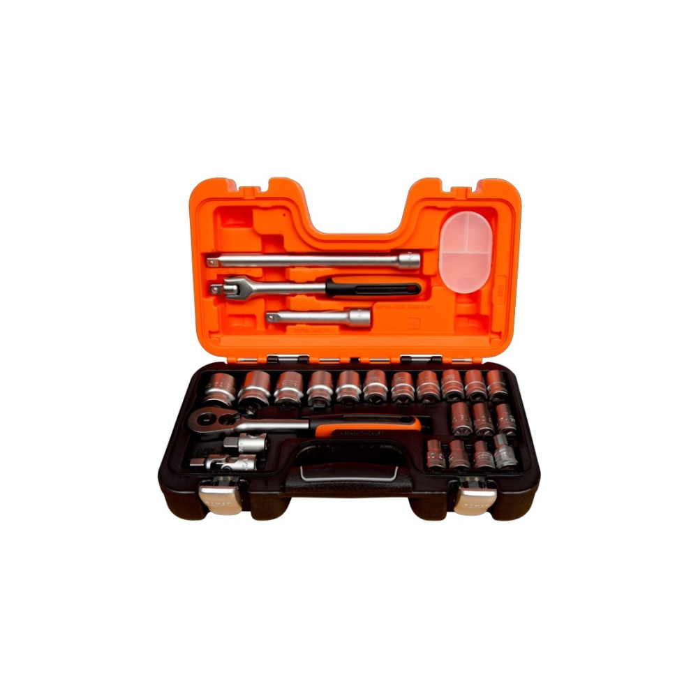 Produktbild för Bahco Hylsnyckelsats 1/2", Hylssats, 1/2", Metrisk, 18 huvud...