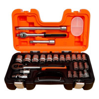 Produktbild för Bahco Hylsnyckelsats 1/2", Hylssats, 1/2", Metrisk, 18 huvud...
