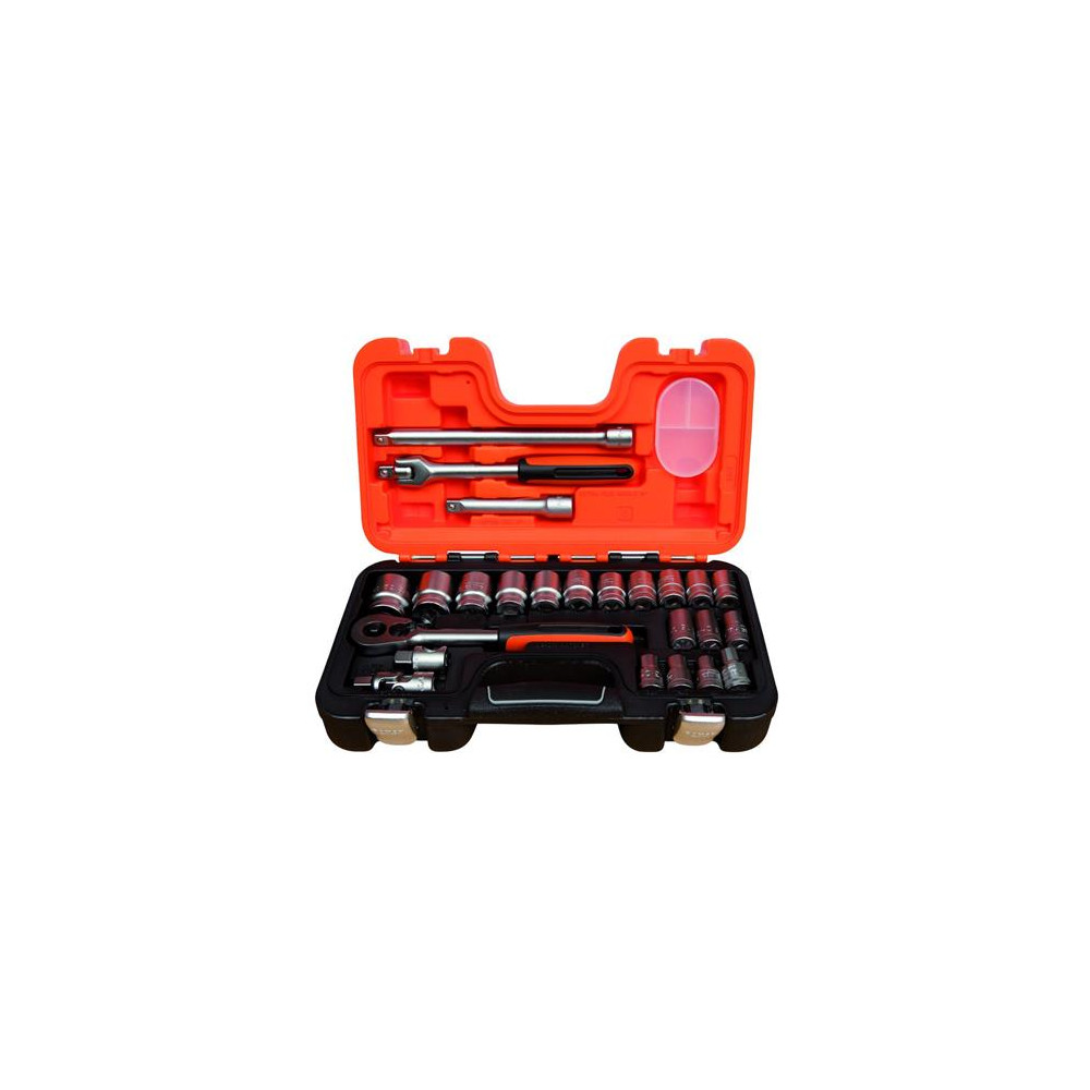 Produktbild för Bahco Hylsnyckelsats 1/2", Hylssats, 1/2", Metrisk, 18 huvud...