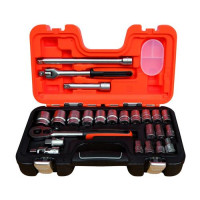 Produktbild för Bahco Hylsnyckelsats 1/2", Hylssats, 1/2", Metrisk, 18 huvud...
