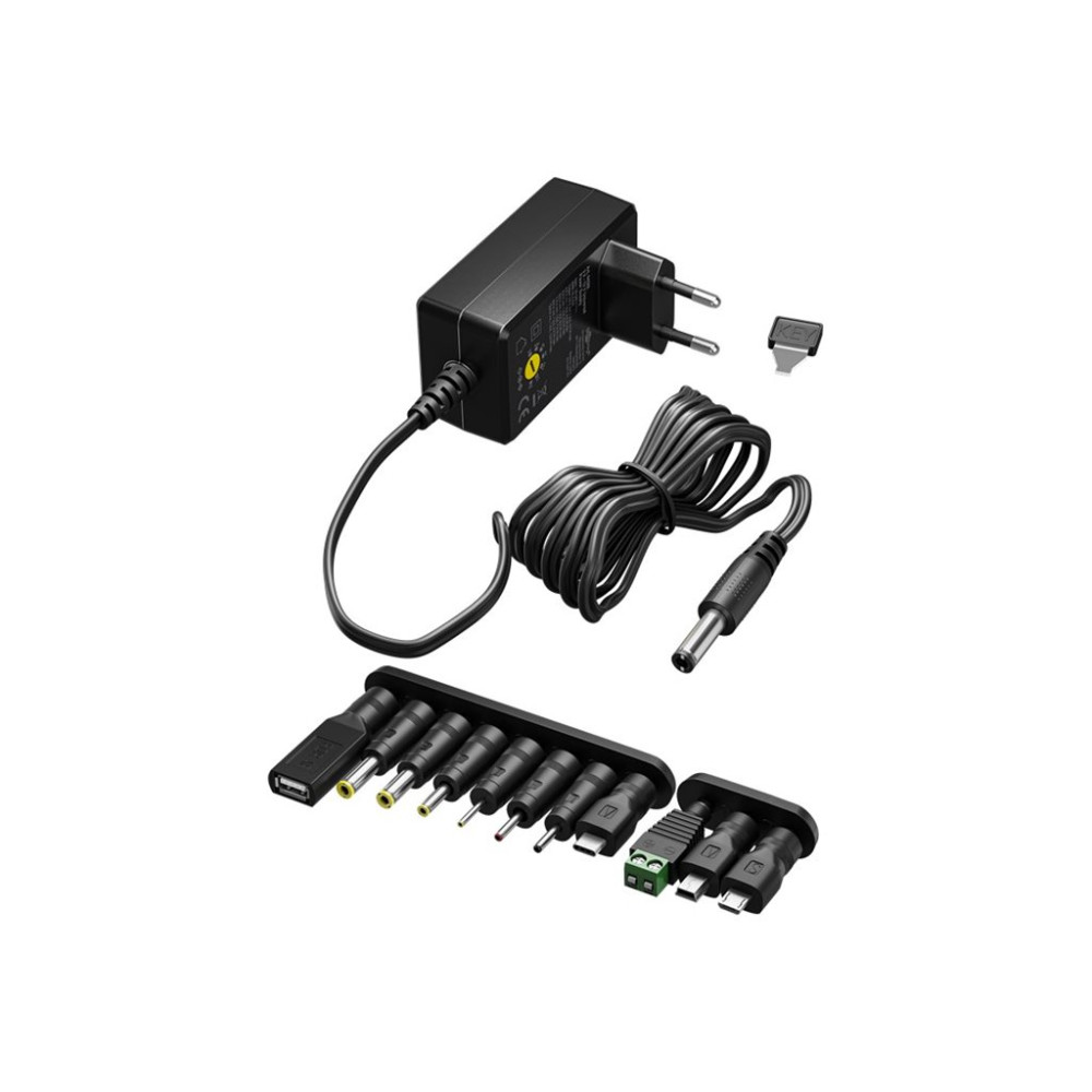 Produktbild för goobay strömadapter - universell - DC-jack 5,5 x 2,1 mm - 7.2 watt