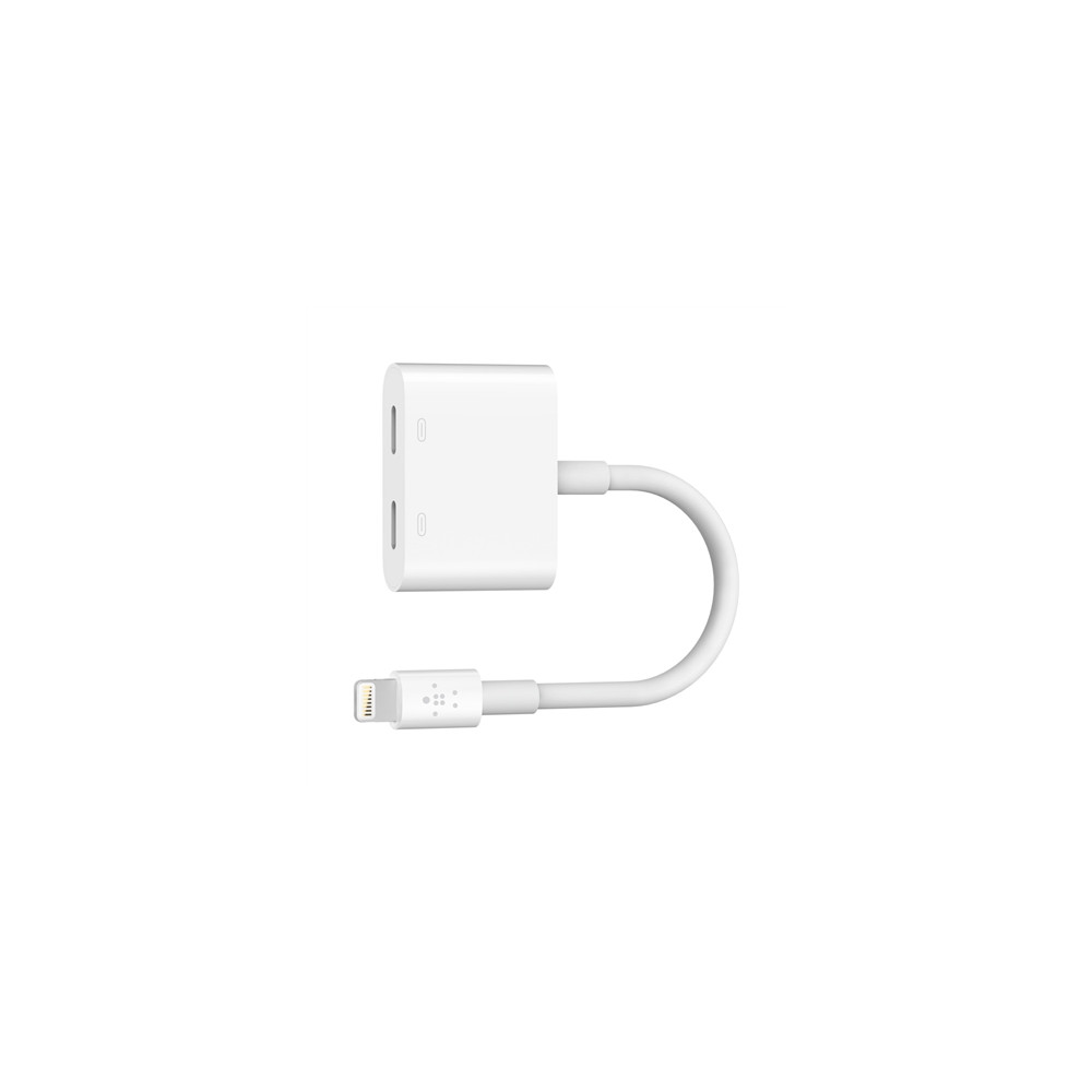 Produktbild för Belkin Lightning Audio + Charge RockStar - ljud-/laddningskabel - Lightning / ljud - 11.5 cm