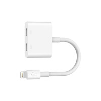 Produktbild för Belkin Lightning Audio + Charge RockStar - ljud-/laddningskabel - Lightning / ljud - 11.5 cm
