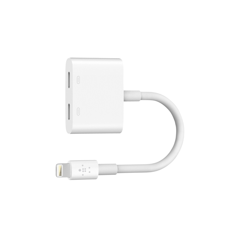Produktbild för Belkin Lightning Audio + Charge RockStar - ljud-/laddningskabel - Lightning / ljud - 11.5 cm