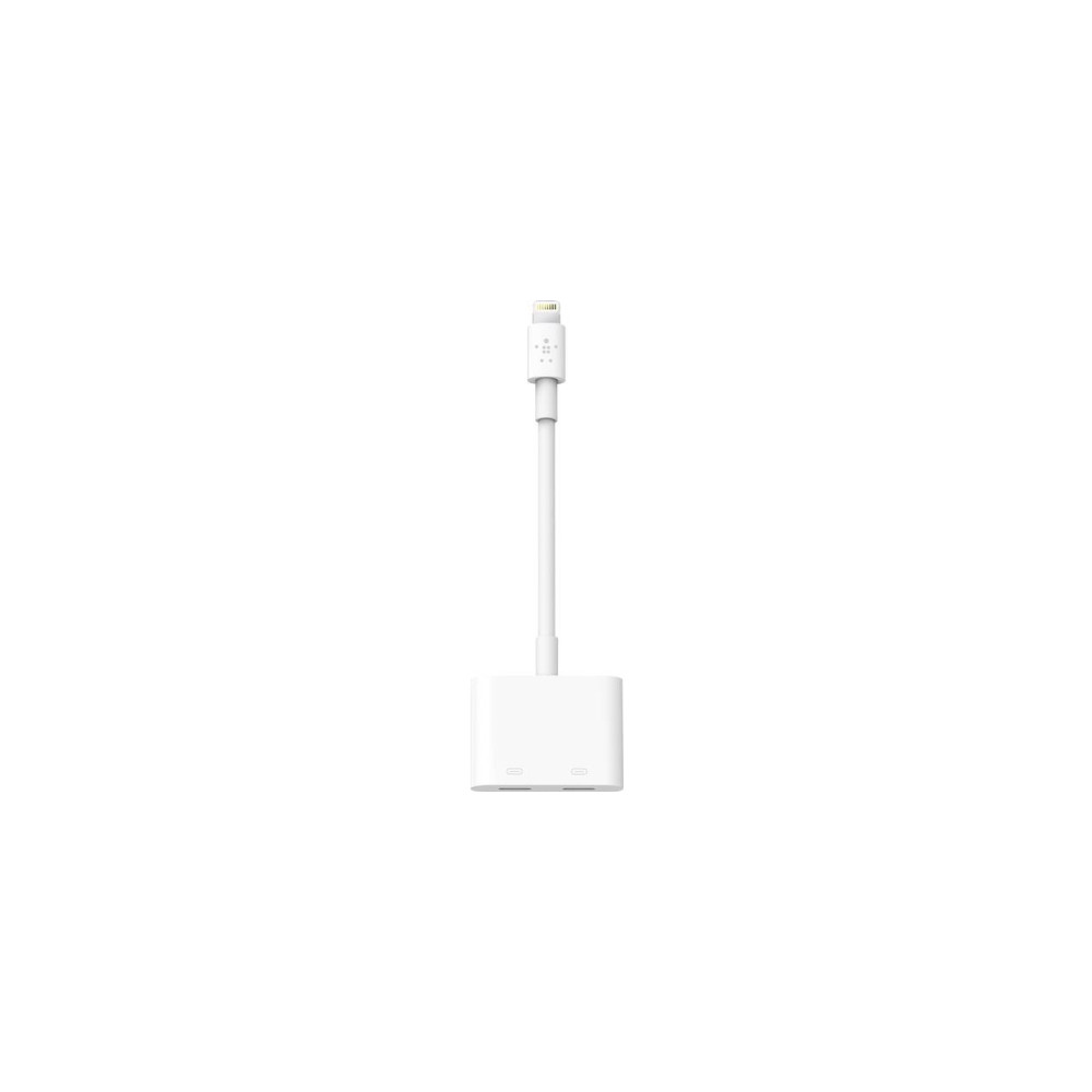Produktbild för Belkin Lightning Audio + Charge RockStar - ljud-/laddningskabel - Lightning / ljud - 11.5 cm