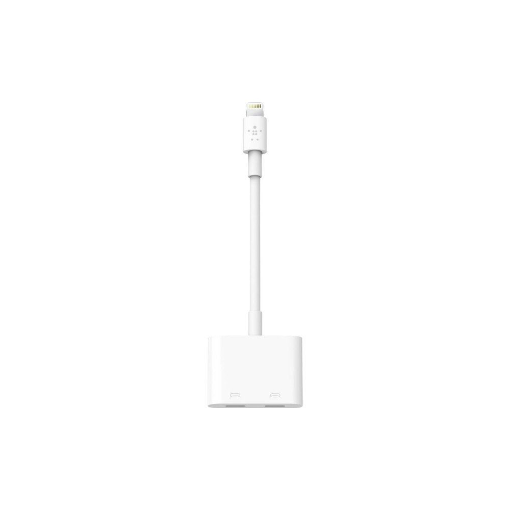 Produktbild för Belkin Lightning Audio + Charge RockStar - ljud-/laddningskabel - Lightning / ljud - 11.5 cm