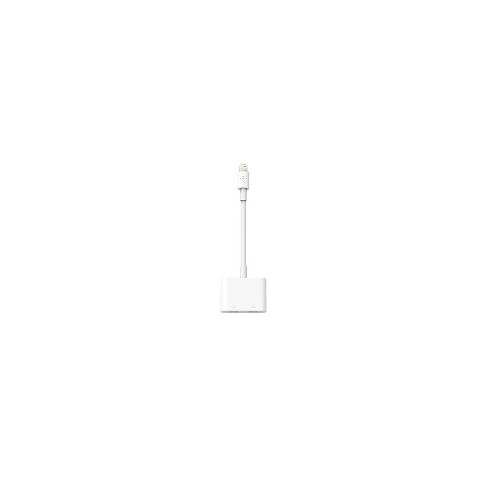 Produktbild för Belkin Lightning Audio + Charge RockStar - ljud-/laddningskabel - Lightning / ljud - 11.5 cm