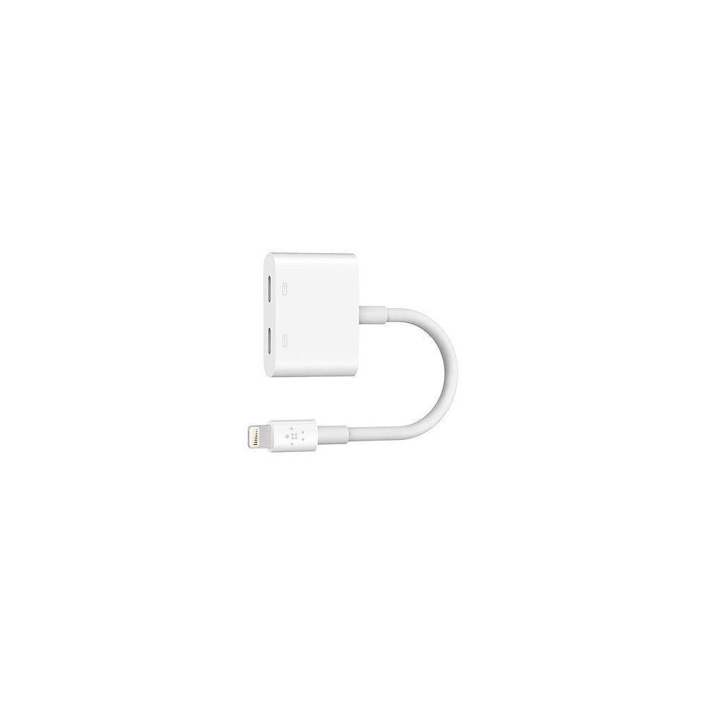 Produktbild för Belkin Lightning Audio + Charge RockStar - ljud-/laddningskabel - Lightning / ljud - 11.5 cm