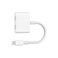 Produktbild för Belkin Lightning Audio + Charge RockStar - ljud-/laddningskabel - Lightning / ljud - 11.5 cm