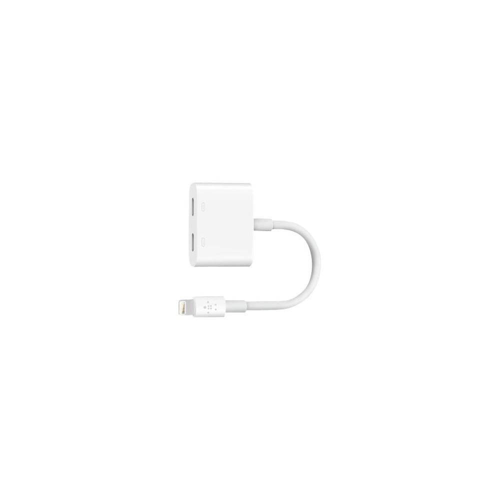 Produktbild för Belkin Lightning Audio + Charge RockStar - ljud-/laddningskabel - Lightning / ljud - 11.5 cm