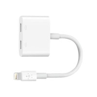 Produktbild för Belkin Lightning Audio + Charge RockStar - ljud-/laddningskabel - Lightning / ljud - 11.5 cm