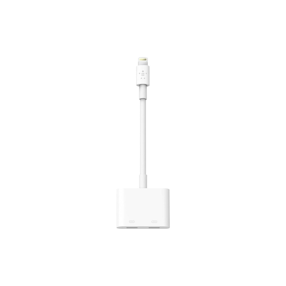 Produktbild för Belkin Lightning Audio + Charge RockStar - ljud-/laddningskabel - Lightning / ljud - 11.5 cm