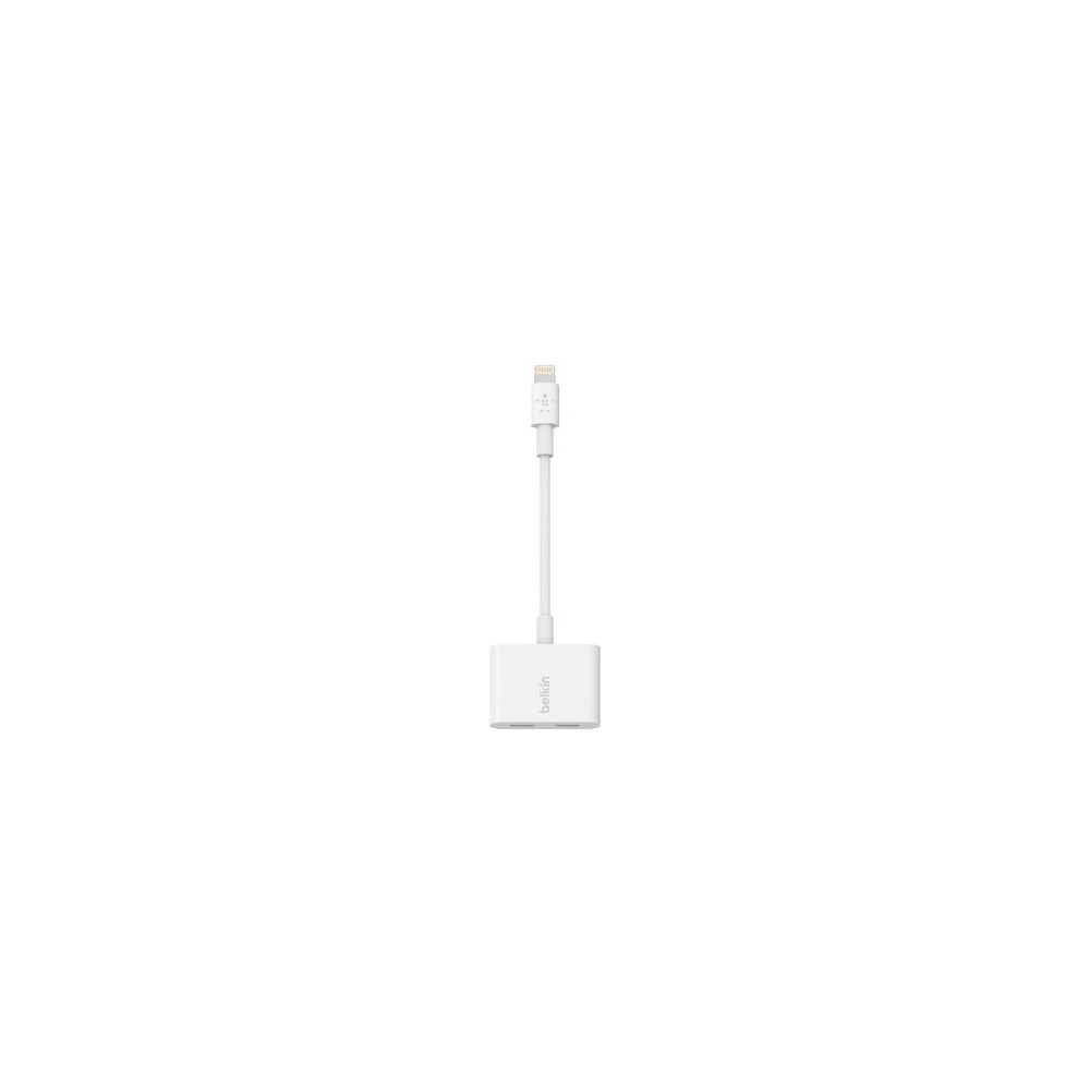 Produktbild för Belkin Lightning Audio + Charge RockStar - ljud-/laddningskabel - Lightning / ljud - 11.5 cm